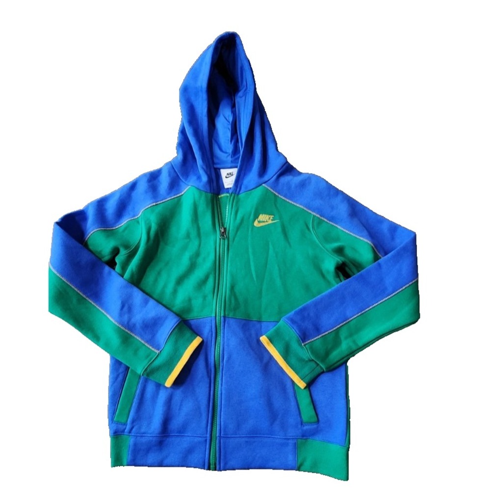 Nike Kids Full Zip Hoodie Green Blue Colorblock Sweatshirt Size L Large - Picture 4 of 4